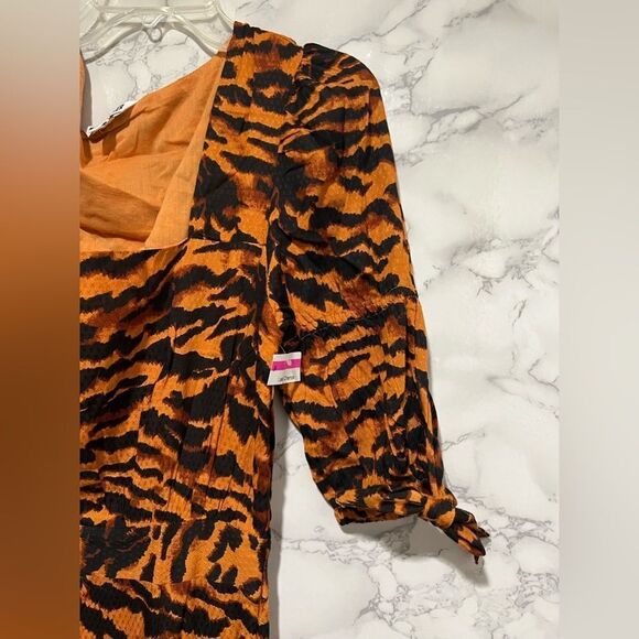 WALTER BAKER Yosline gathered tiger-jacquard midi dress 2 - Picture 5 of 14